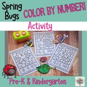 spring bugs colour by number activity for pre-k and kindergarten
